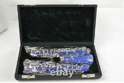 Professional Blue Oboe Instrument Semi-automatic Oboe Silver Plated Button New