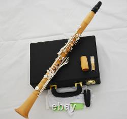 Professional Boxwood Wooden Clarinet Silver Plated 19 key Italian pad With Case
