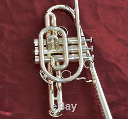 Professional Brand new Marching Trumpet Silver plated horn Monel valve With Case
