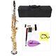 Professional Brass Soprano Straight Saxophone Silver Plated Tube Gold Key S Cus