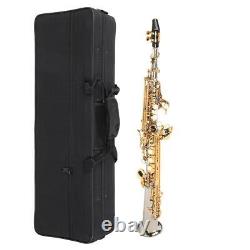 Professional Brass Soprano Straight Saxophone Silver Plated Tube Gold Key Sax