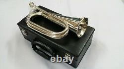 Professional British Army Bugle Silver Plated, Tunable Mouthpiece Carrying Case
