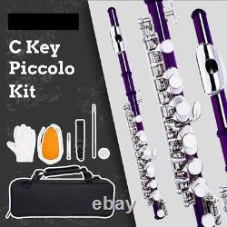 Professional C Key Piccolo Set Half Size Flute Silver Plated Cupronickel Music