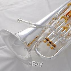 Professional Compensating System Euphonium Silver Gold Trigger Key + Wheel Case