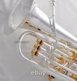 Professional Compensating system Euphonium Silver Gold Plated With Wheel Case