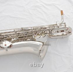 Professional Eb Baritone Saxophone Silver Nickel Sax 2 Necks Germany Mouthpiece
