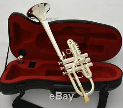 Professional Eb/D Trumpet Silver Horn Monel Valve + Gold Plated Mouth WithCase