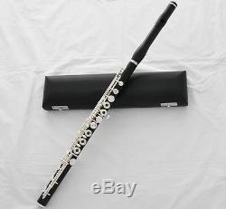Professional Ebony Wooden Flute Silver Key B Foot European headjoint With Case