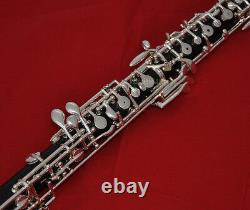 Professional Ebony Wooden Oboe C Key Silver Plated With Wood Case