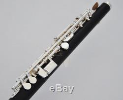 Professional Ebony Wooden Piccolo Flute Silver Plated C Key Split E Wood Case