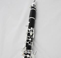Professional Grenadilla Ebony Wooden Clarinet Silver Plated 18 Keys Italian pads