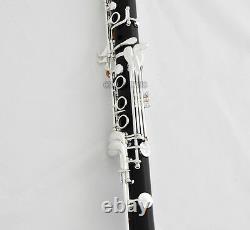 Professional Grenadilla Ebony Wooden Clarinet Silver Plated 18 Keys Italian pads