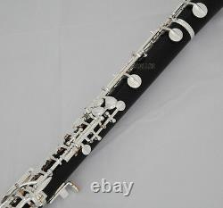 Professional Grenadilla Ebony Wooden Oboe C Key Silver Plated With Case