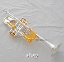 Professional Heavy C Key New Trumpet Silver/Gold Customized series Horn new Case