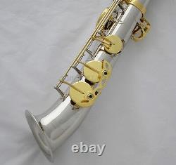 Professional JINBAO Straight Eb Alto Saxophone Silver/Gold curved bell sax +Case