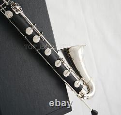 Professional Low C Bass Clarinet Bakelite Body Silver nickel key With Case