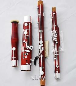 Professional Maple Wooden 25 Key Bassoon Silver Plated C Tone 2 Bocals New Case