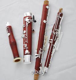 Professional Maple Wooden Body Bassoon Silver Plating Keys 2 Bocals Leather Case