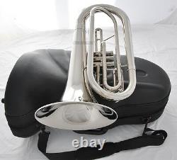 Professional Marching Baritone Silver Nickel Plated Bb Tuba Horn With Case