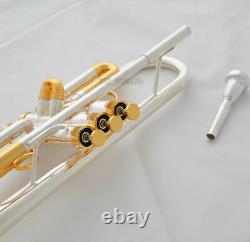 Professional New Silver Gold Plated Trumpet Bb Horn Monel valves With Case