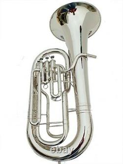 Professional New Silver Nickel Bb Flat Euphonium Tuba horn 4 Valves With Case