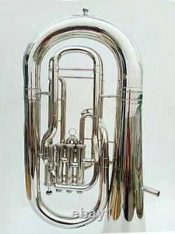 Professional New Silver Nickel Bb Flat Euphonium horn 4 Valves With Free Case