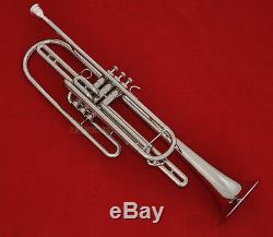 Professional Nickel Silver Plated Bass Trumpet Bb Key New Horn With Case Mouth