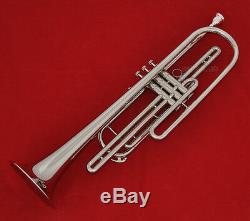 Professional Nickel Silver Plated Bass Trumpet Bb Key New Horn With Case Mouth