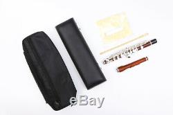 Professional Piccolo Rosewood Body Head Silver Plated Keys Free Leather Case