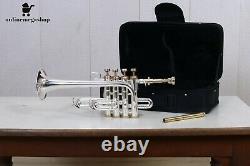 Professional Piccolo Trumpet Silver Plated with Hard case And Mouthpiece