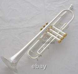 Professional Reverse Leadpipe Trumpet Silver Horn Monel Valve +Case&Accessories