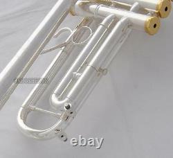Professional Reverse Leadpipe Trumpet Silver Horn Monel Valve +Case&Accessories