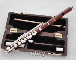 Professional Rose wooden Silver plated PICCOLO flute C Tone with wood case