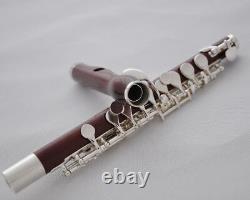 Professional Rose wooden Silver plated PICCOLO flute C Tone with wood case