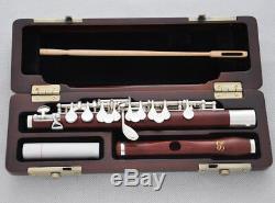 Professional Rose wooden silver plated key PICCOLO flute C Tone with wood case