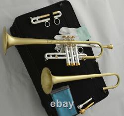 Professional Silver Eb D Trumpet Horn Exchange double Bell With Case