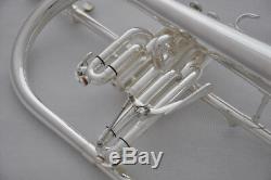 Professional Silver Flugel horn Monel Valves Bb Flugelhorn with Trigger + case