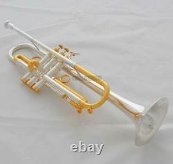 Professional Silver Gold Bb Trumpet Horn Monel Valves With Hard Case Free ship