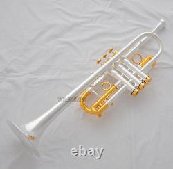 Professional Silver Gold Heavy C Key Trumpet Horn Monel Valve 5'' Bell With Case