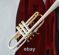 Professional Silver Gold Plated C Trumpet Horn Monel Valve Spain Design WithCase