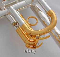 Professional Silver/Gold Plated Eb/D Trumpet 3 Monel Valves With Case 2 Mouth