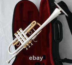 Professional Silver Gold Trumpet C Key Horn With Case Free shipping