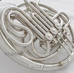 Professional Silver Nickel Plating Double French Horn F/Bb 4 Key With Case