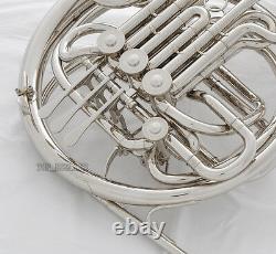 Professional Silver Nickel Plating Double French Horn F/Bb 4 Key With Case
