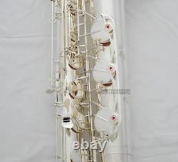 Professional Silver Plated Baritone Eb saxophone Sax Low A Key With Case