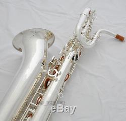 Professional Silver Plated Baritone Saxophone Bari sax Low A to High F# New Case