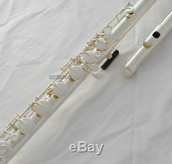 Professional Silver Plated Bass Flute C Key Off Set G Italian Pads With Case