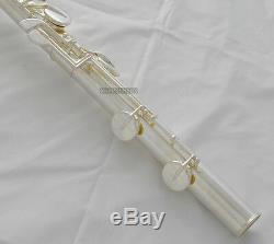 Professional Silver Plated Bass Flute C Key Off Set G Italian Pads With Case