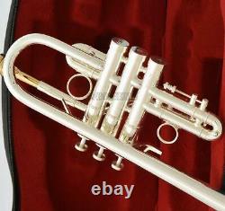 Professional Silver Plated Eb/D Trumpet Quality Horn Monel Valve 2 Mouthpiece