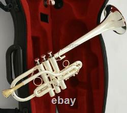 Professional Silver Plated Eb/D Trumpet Quality Horn Monel Valve 2 Mouthpiece